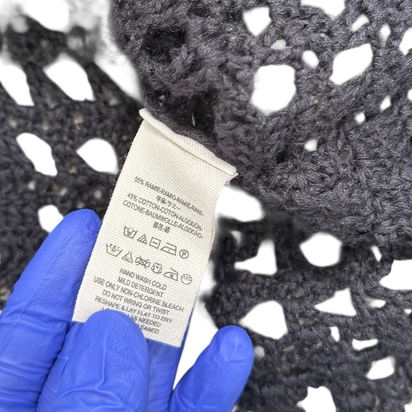 FREE PEOPLE Black Cotton Open Back Crochet Sweater XS - Picture 10 of 16